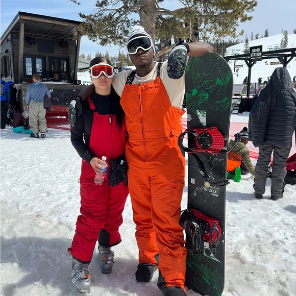 Orange Snowboard Bib Overalls men women unisex insulated